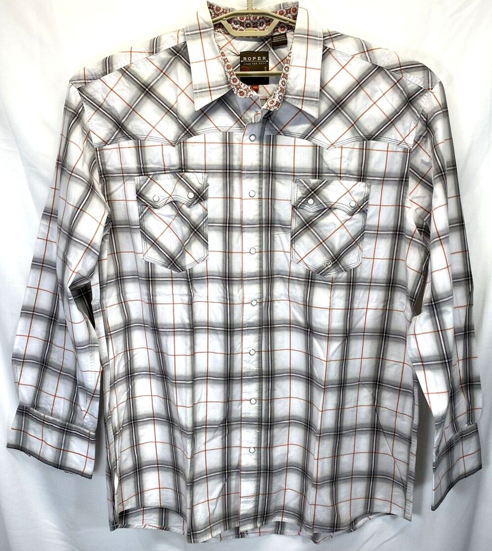 Roper 'Wear the West' Men's 2XL Plaid Pearl Snap Long Sleeve Shirt RN35869 NWOT